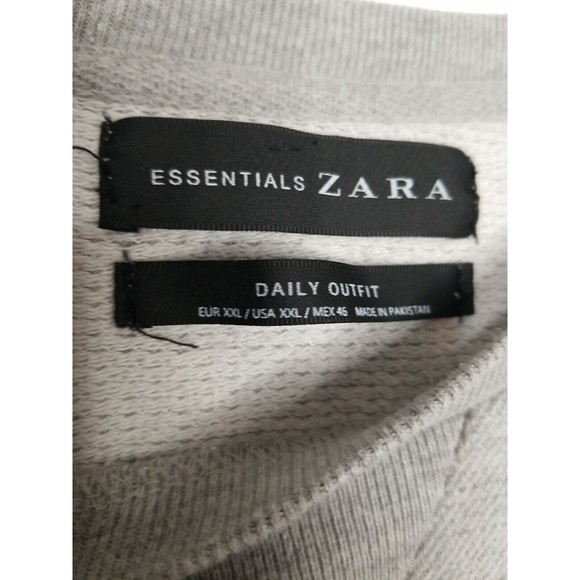 Zara Mens XXL Gray Sweatshirt Pullover Essentials Slim Fit Daily Outfit - Picture 3 of 13